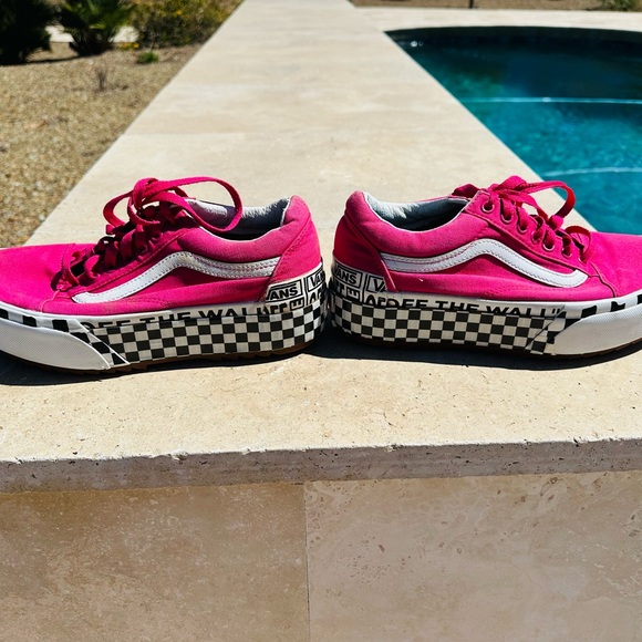 ๐Old Skool VANS Hot Pink & Customized Checkered Canvas Sneakers Sz M 7.5 or W 9๐ - Picture 12 of 12